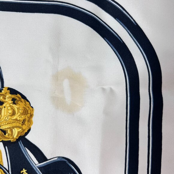 VTG HERMES Brides de Gala Scarf White Black Gold colorway, by Hugo Grygkar - Picture 11 of 13